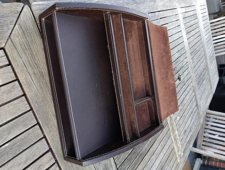 Bureau-organiser in leer, Huis en Inrichting, Woonaccessoires | Overige, Gebruikt, Ophalen