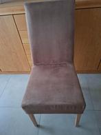 6 eetkamerstoelen in eik met stof in fluweel “luxor taupe”, Huis en Inrichting, Stoelen, Ophalen, Hout