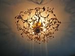Grote plafondlamp in goudkleurig metaal en kristal, 1970, Ophalen