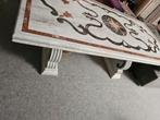 Marmeren tafel met ingelegde motieven, Huis en Inrichting, Tafels | Eettafels, Ophalen, Overige materialen, Oosters getint, 50 tot 100 cm