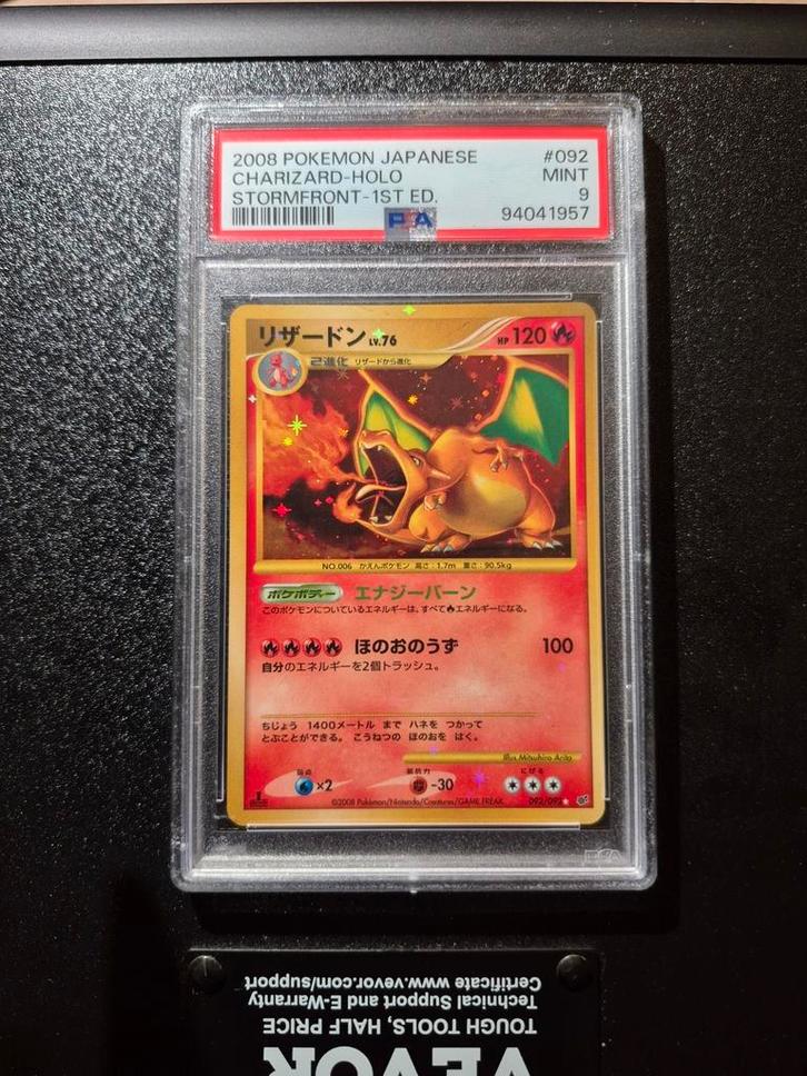 pokémon charizard holo stormfront 1st edition japanese psa 9, Hobby en Vrije tijd, Verzamelkaartspellen | Pokémon, Zo goed als nieuw