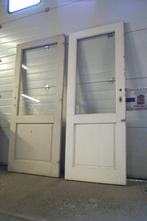Koppel zware antieke paneel deuren met glas in eik H 203, Doe-het-zelf en Bouw, Ophalen, Gebruikt, 80 tot 100 cm, Binnendeur