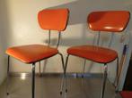 Set van 2 vintage oranje kunstleren stoelen, Ophalen, Metaal, Twee