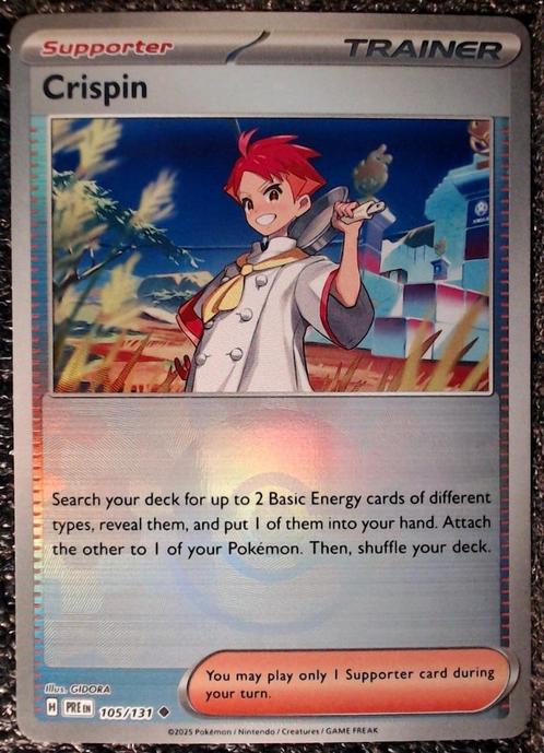 @1 - Crispin Trainer - Poke Ball Holo, Hobby en Vrije tijd, Verzamelkaartspellen | Pokémon, Nieuw, Losse kaart, Ophalen of Verzenden
