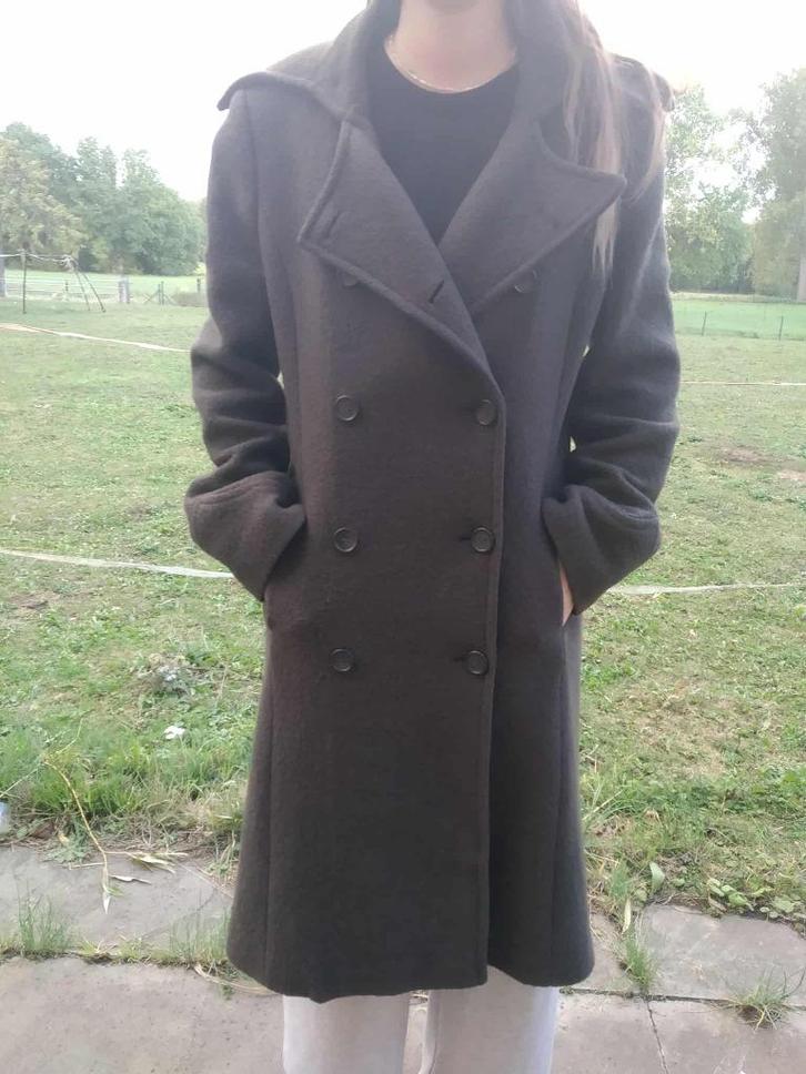 warme wollen bruine mantel Olivier Strelli maat 42, Kleding | Dames, Jassen | Winter, Gedragen, Maat 42/44 (L), Bruin, Ophalen of Verzenden