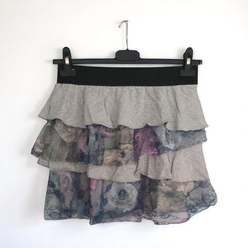 Mini rok met laagjes van kant grijs L/XL, Kleding | Dames, Rokken, Nieuw, Maat 42/44 (L), Grijs, Boven de knie, Verzenden