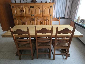 Massief eiken eetplaats te koop, Enlèvement ou Envoi, Comme neuf, Klassiek, 4 à 6 chaises