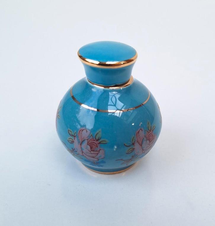 Vintage parfumflesje blauw keramiek Bardaco, Verzamelen, Parfumverzamelingen, Ophalen of Verzenden