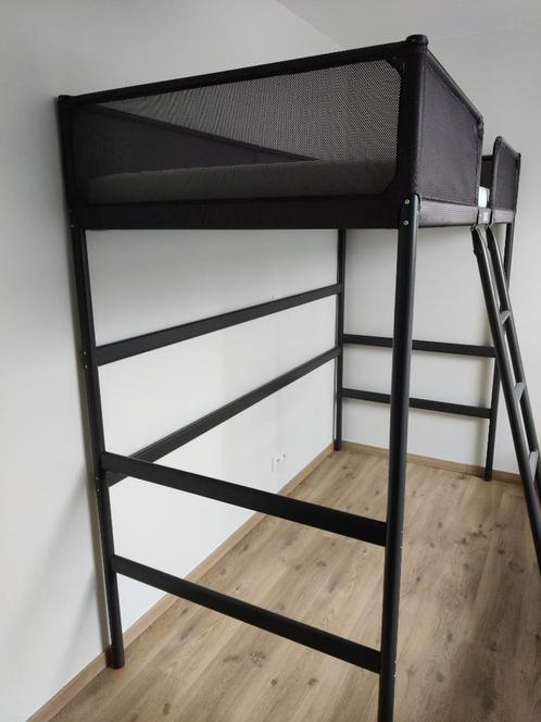 Hoogslaper (TUFFING), Huis en Inrichting, Slaapkamer | Bedden, Zo goed als nieuw, Eenpersoons, 90 cm, 200 cm, Metaal, Grijs, Ophalen