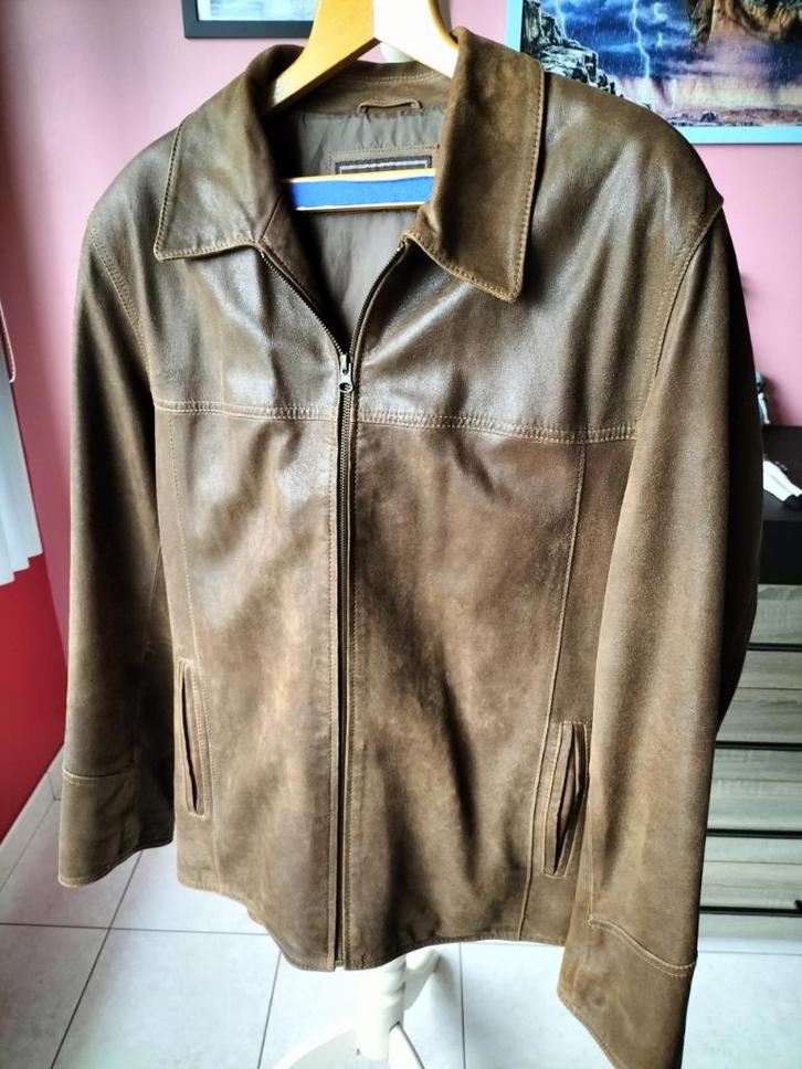 lederen herenvest, Kleding | Heren, Kostuums en vesten, Zo goed als nieuw, Maat 48/50 (M), Bruin, Ophalen of Verzenden