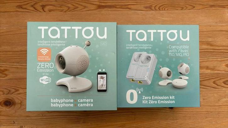 Babyphone & camera TATTOU + zero emission kit, Kinderen en Baby's, Babyfoons, Zo goed als nieuw, Camera, Ophalen of Verzenden