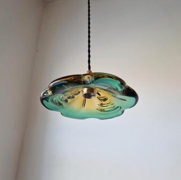 Lampe suspendue vintage en verre Val Saint Lambert., Enlèvement ou Envoi