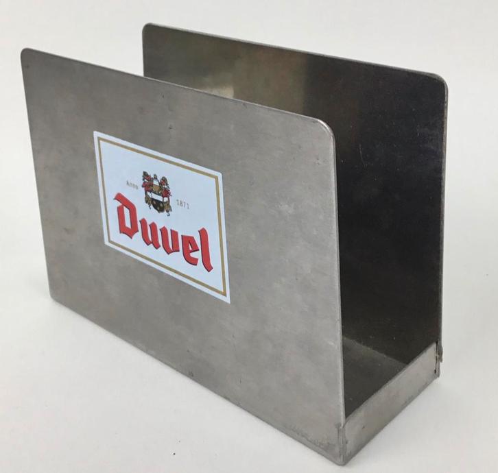 DUVEL inox bierkaarthouder, Verzamelen, Biermerken, Gebruikt, Overige typen, Duvel, Ophalen of Verzenden
