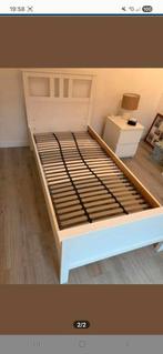 Ikea Hemnes bed en lattenbodem wit 90 bij 200 cm, Ophalen, Zo goed als nieuw, Wit, 200 cm