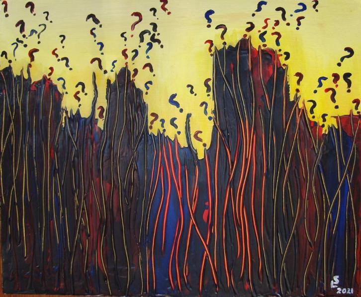 Acrylplaat op hout: vraag, Antiek en Kunst, Kunst | Schilderijen | Abstract, Ophalen of Verzenden