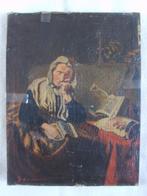 Oude olieverfschilderij dame aan het lezen "Lommaert", Ophalen of Verzenden