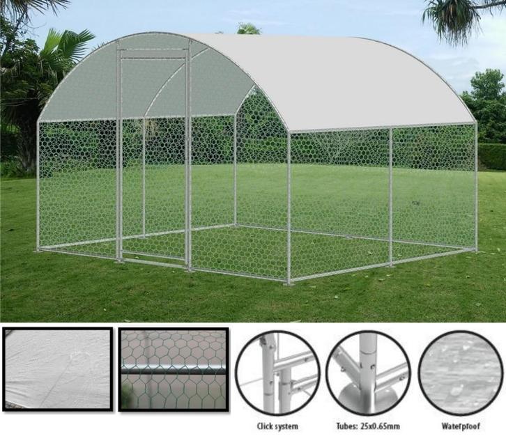 Metalen Kippenren Met Afdekzeil 250x300x200cm, Dieren en Toebehoren, Pluimvee | Toebehoren, Nieuw, Kippenhok of Kippenren, Ophalen