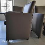 4 stevige stoelen met wielen, kleur taupe, Huis en Inrichting, Stoelen, Ophalen, Gebruikt