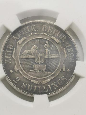 Zuid Africa,2 Shillings 1896,VF35 SANGS,zilver  beschikbaar voor biedingen