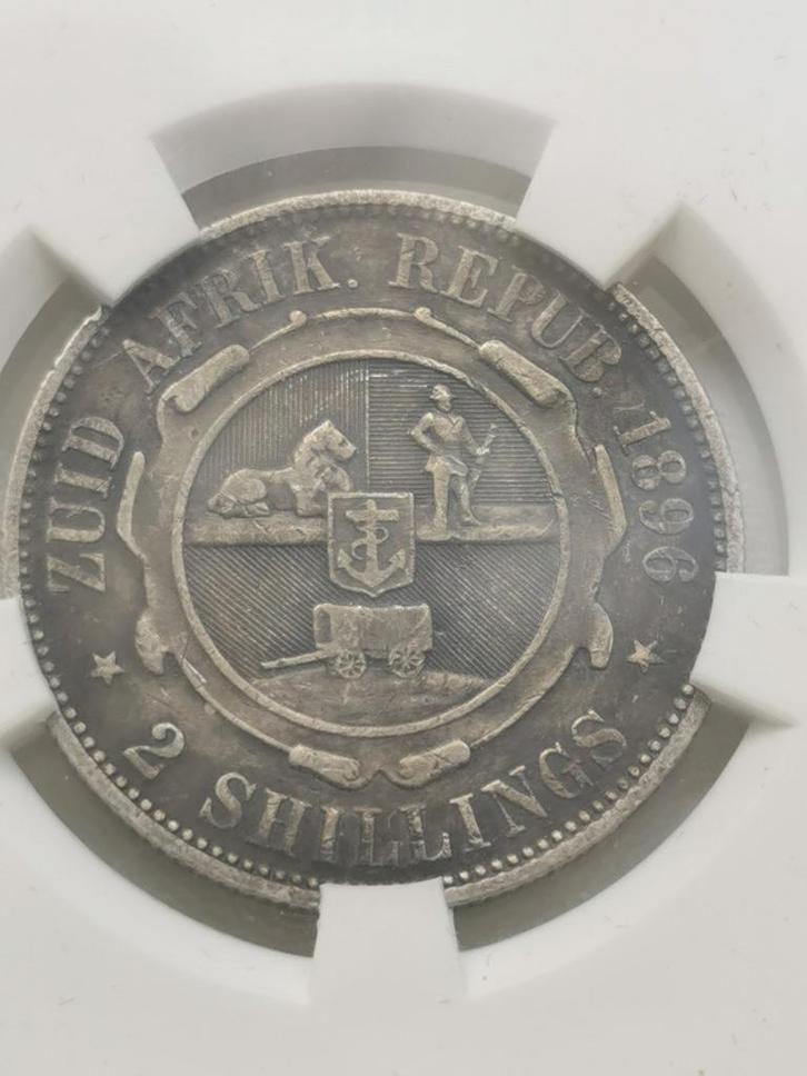 Zuid Africa,2 Shillings 1896,VF35 SANGS,zilver, Postzegels en Munten, Munten | Afrika, Losse munt, Zuid-Afrika, Zilver, Ophalen of Verzenden