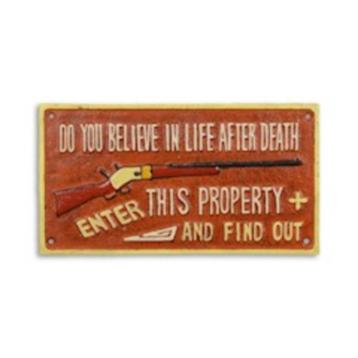Do you believe in live after dead gietijzer decoratie bord beschikbaar voor biedingen