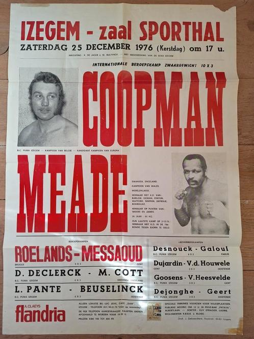 Oude zeldzame affiche bokskamp Coopman - Meade 1976, Verzamelen, Sportartikelen en Voetbal, Zo goed als nieuw, Ophalen of Verzenden