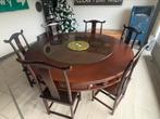 Grande table chinoise avec plateau tournent + 6 chaises, Enlèvement, Utilisé