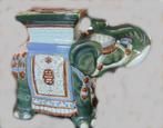 2) Porte-plante éléphant céramique vert +-47cms., Ophalen, Gebruikt