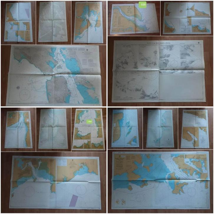 zeekaarten met vaarroutes (jaren 1970-1990), Watersport en Boten, Navigatiemiddelen en Scheepselektronica, Gebruikt, Ophalen of Verzenden