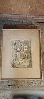 Dessin fusain signé Serge Montegnies, 42x52, n74, Enlèvement