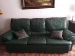 donkergroen lederen salon 3 +1 +1 relax, Huis en Inrichting, Zetels | Zetels, Ophalen, Gebruikt, Leer, Landelijk