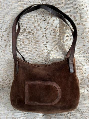 DELVAUX vintage bruine suède tas, Handtassen en Accessoires, Ophalen of Verzenden