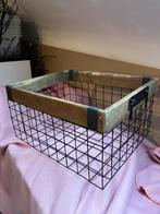 metalen mandje afgewerkt met hout, Enlèvement, Rectangulaire, Bois, Panier