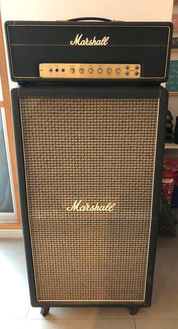 Marshall JMP 50 versterker (1971) en cabinet 8x10” (1974), Musique & Instruments, Enlèvement, Utilisé, Guitare, 50 à 100 watts
