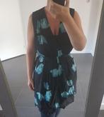 Jurk zwart met blauwe bloemen L, Verzenden, Zwart, Maat 42/44 (L), Nieuw