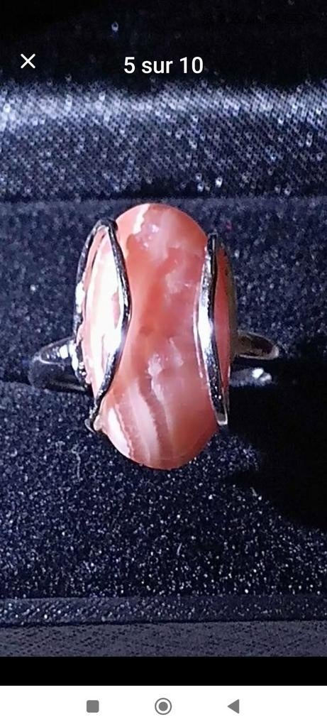 Sterling zilveren ring met natuurlijke rhodochrosiet, Handtassen en Accessoires, Ringen, Nieuw, Dame, Zilver, Zilver, Met edelsteen