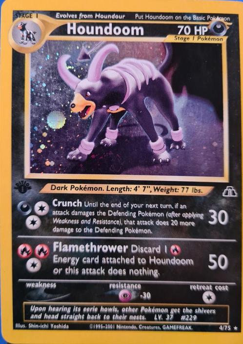 Houndoom 4/75 - Neo Discovery (1st edition), Hobby en Vrije tijd, Verzamelkaartspellen | Pokémon, Zo goed als nieuw, Verzenden