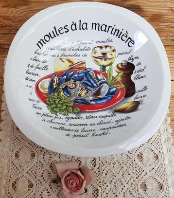 Franse mosselen schaal met recept, Porcelaine de Sologne beschikbaar voor biedingen