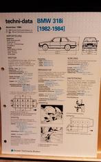 Fiche technique BMW 318i 1982-1984, Livres, Comme neuf, BMW, Enlèvement ou Envoi
