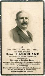Burgemeester. Baekeland Henri. ° Yper 1870 † Aartrijke 1935, Verzamelen, Bidprentjes en Rouwkaarten, Ophalen of Verzenden, Bidprentje