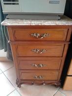 twee antieke nachtkastjes, marmer en massief hout, 4 laden, Antiek en Kunst, Antiek | Meubels | Kasten, Ophalen