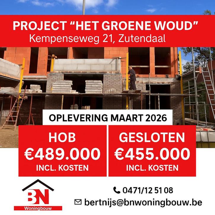 Nieuwbouw project - 2 HOB en 1 gesloten, Immo, Nieuwbouwprojecten, Hoekwoning of Tussenwoning, Verkoop zonder makelaar, E30