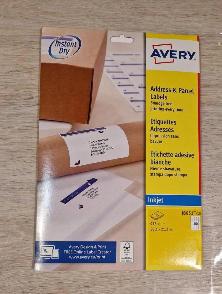 Etiquettes AVERY à imprimer, Divers, Papeterie, Neuf, Enlèvement