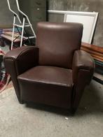 Zetel 1-zit bruin leer., Huis en Inrichting, Fauteuils, Ophalen, Gebruikt, Leer