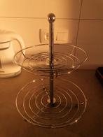Metalen fruitmand / etagère – 2 verdiepingen – chroom, Ophalen, Nieuw