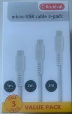 Micro-USB cable 3 pack (wit), Télécoms, Téléphonie mobile | Chargeurs pour téléphone, Autres marques, Enlèvement ou Envoi, Neuf