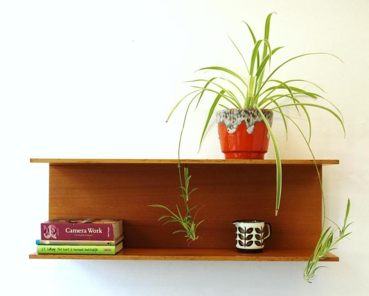 Vintage wandplank Wilhelm Renz hout Walter Wirz, Huis en Inrichting, Woonaccessoires | Wandplanken en Boekenplanken, Gebruikt