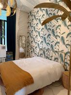 Lit doré avec matelas, Huis en Inrichting, Slaapkamer | Bedden, Ophalen, Gebruikt, Overige kleuren, Tweepersoons