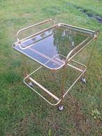 Vintage serveerwagen, Huis en Inrichting, Tafels | Bijzettafels, Ophalen, Gebruikt, Glas