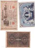 Set van 3 oude Duitse bankbiljetten (1910–1919), Ophalen of Verzenden, Duitsland, Setje